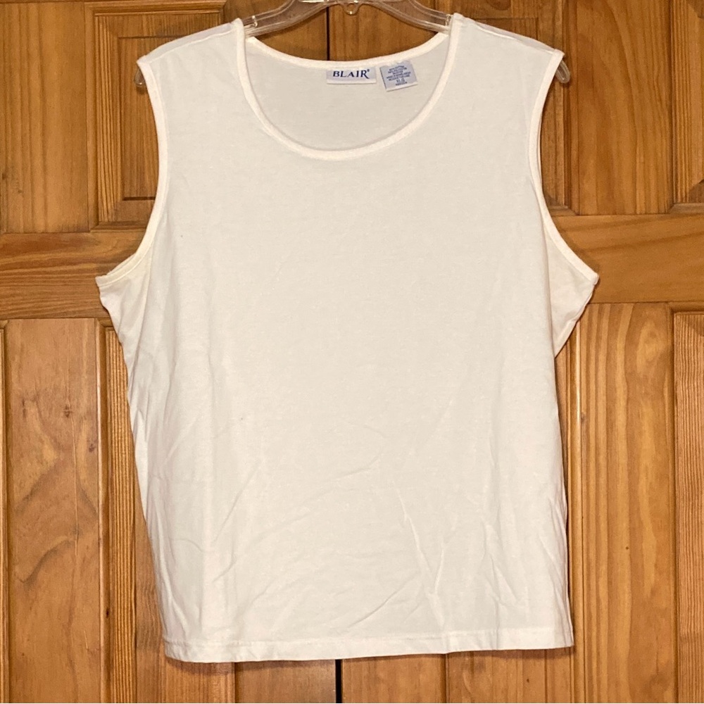 NWOT Blair Vintage 90s Top Sleeveless Blouse Cream Size XL Extra Large